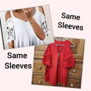 New Cyabie V-Neck Cold Shoulder Short Sleeve Top Women's Red Size XL